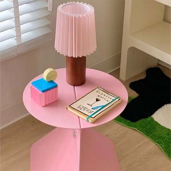 Contemporary Creative Round Square Metal End Table 1-Tier For Living Room - Image 14