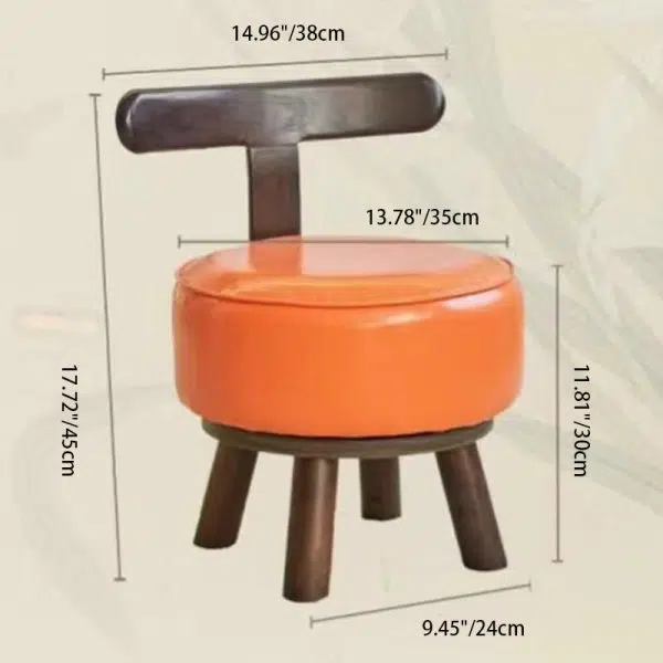 Contemporary Creative Round Wood PVC Footstool Backrest Armless For Living Room - Image 4