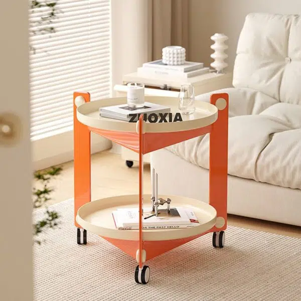 Contemporary Creative Removable Round Acrylic Plastic End Table 2-Tier For Living Room - Image 17