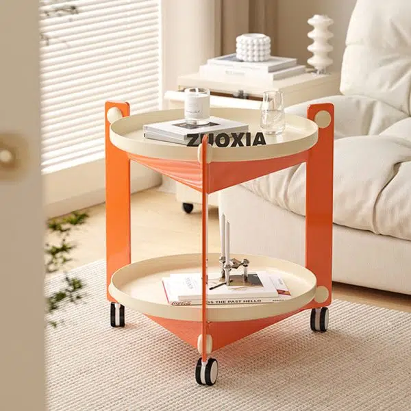Contemporary Creative Removable Round Acrylic Plastic End Table 2-Tier For Living Room - Image 10