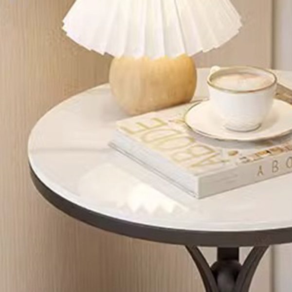 Contemporary Creative Round Rock Slab Iron End Table 1-Tier For Living Room - Image 11