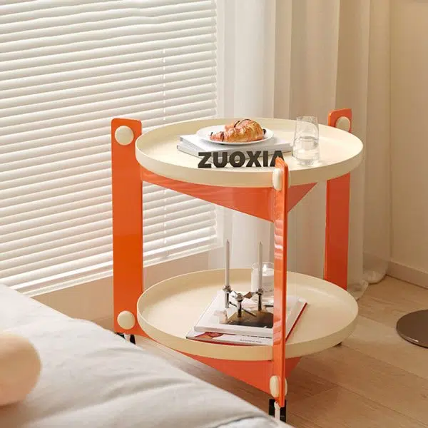 Contemporary Creative Removable Round Acrylic Plastic End Table 2-Tier For Living Room - Image 18