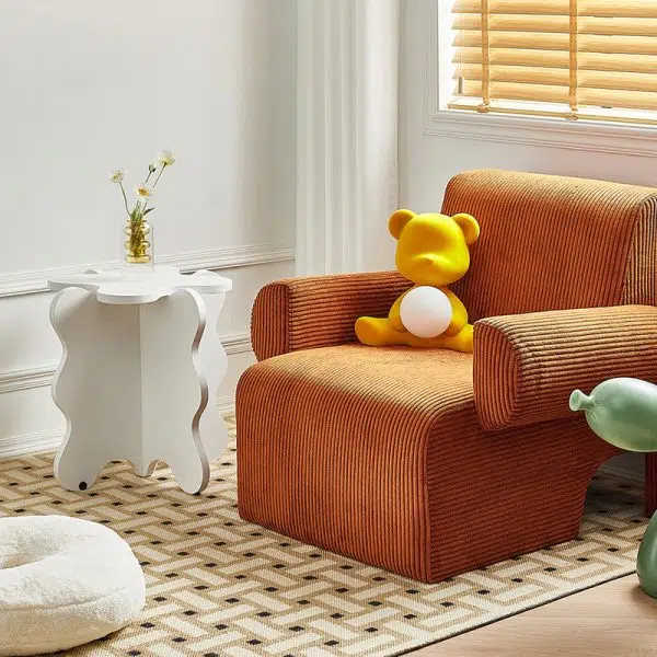 Contemporary Creative Wave Petal Wooden Fiberboard End Table For Living Room - Image 10