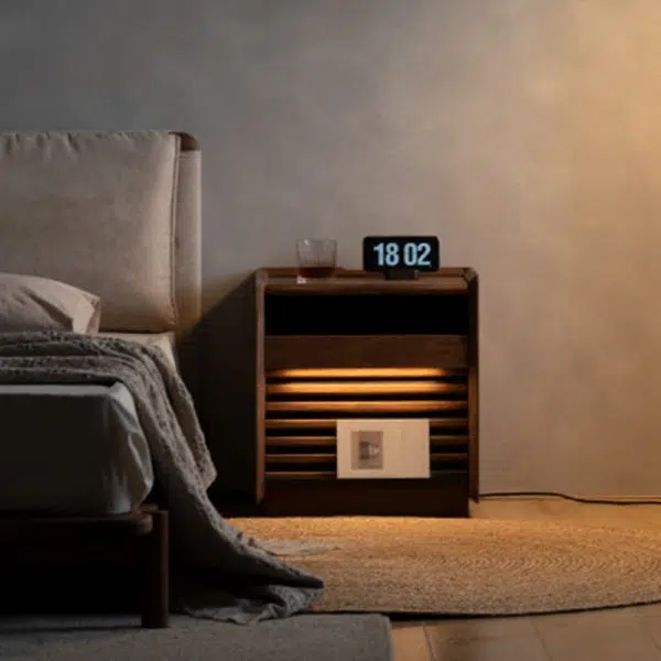 Contemporary Nordic Rectangular Wood Nightstand 2-Drawer For Bedroom - Image 2