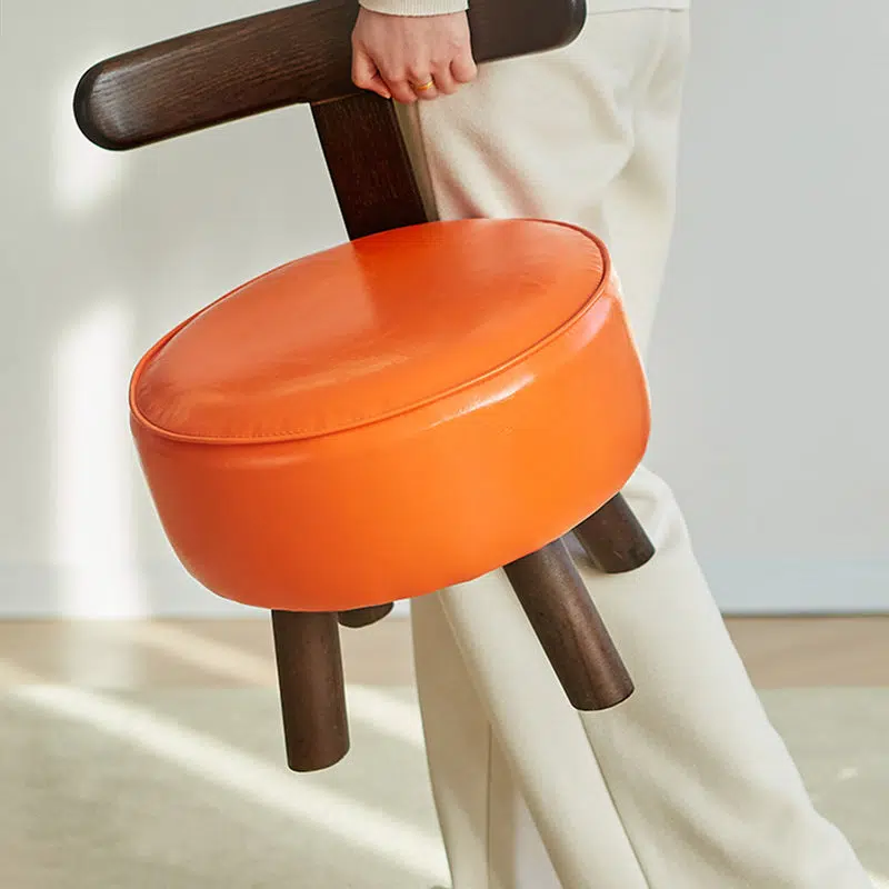 003-448e61ee-8a6b-42fb-9d13-2c71c3ee5e2f.jpg Contemporary Creative Round Wood PVC Footstool Backrest Armless For Living Room - Image 1