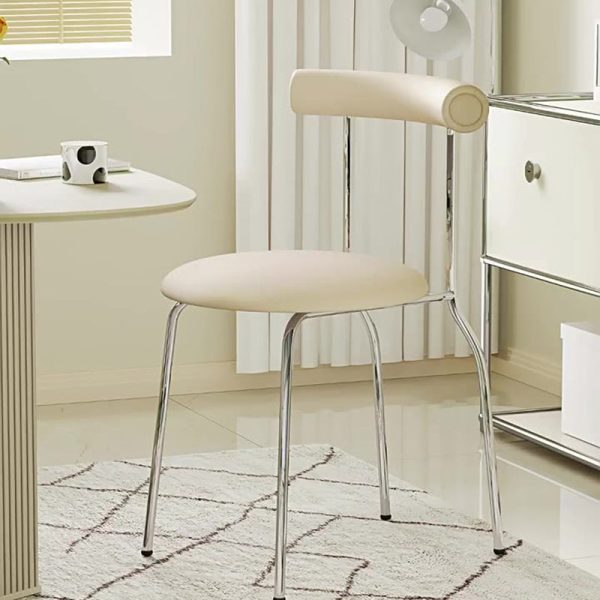 Contemporary Scandinavian Leather Metal Sponge Round Arc Dining Chair Backrest For Dining Room - Image 19