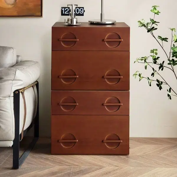 Contemporary Nordic Rectangular Solid Wood Nightstand 2-Drawer For Bedroom - Image 13