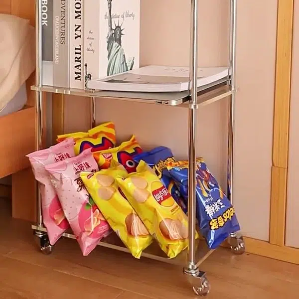 Contemporary Creative Rectangular Acrylic Steel Side Table 2/3-Tier For Living Room - Image 11