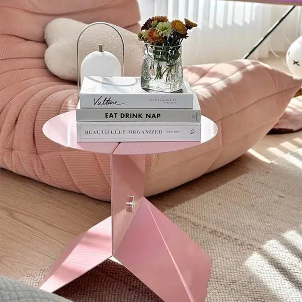 Contemporary Creative Round Square Metal End Table 1-Tier For Living Room - Image 3