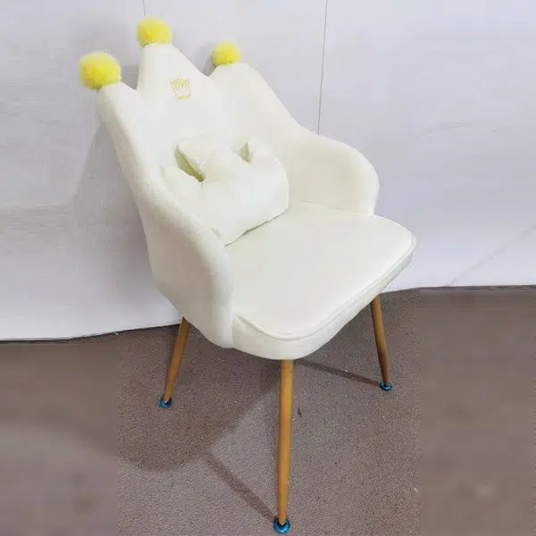 Contemporary Simplicity Curved Iron Fabric Wood Chair Backrest Armrest For Living Room - Image 3