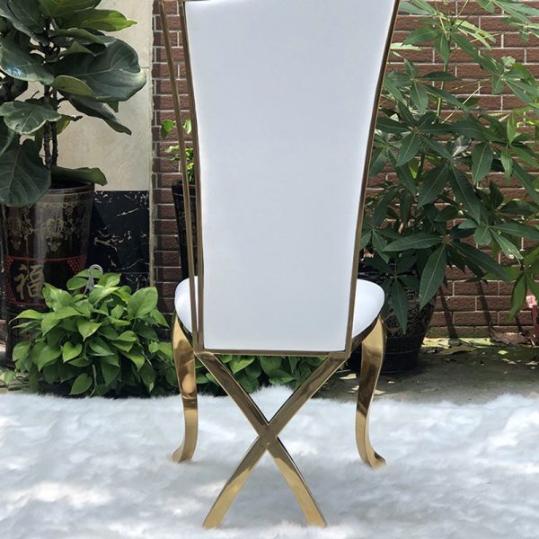 Contemporary Scandinavian Trapezoidal Square Leather Metal Dining Chair Backrest Armless For Dining Room - Image 5