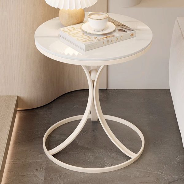 Contemporary Creative Round Rock Slab Iron End Table 1-Tier For Living Room - Image 18