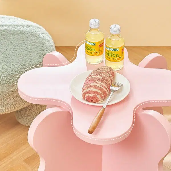 Contemporary Creative Wave Petal Wooden Fiberboard End Table For Living Room - Image 5