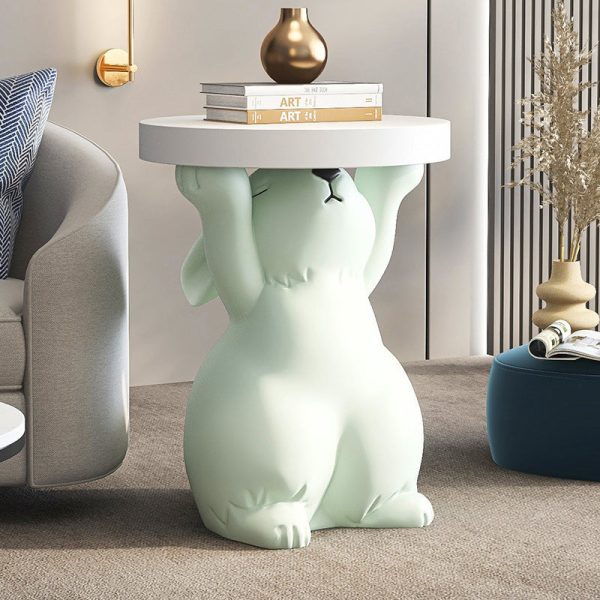Modern Art Deco Round Rabbit Elephant Bear Fiberglass Resin End Table 1-Tray For Living Room - Image 24