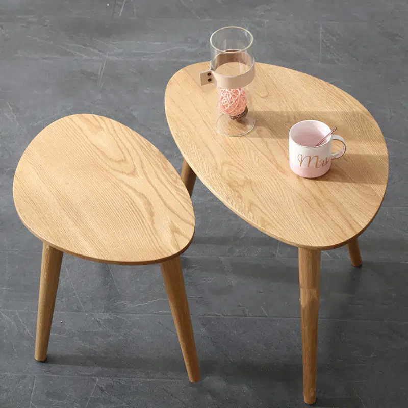 004-4b17ec85-a865-44a0-b434-51654661d13a.jpg Contemporary Japanese Oval Wood Side Table 1-Tier For Living Room - Image 1