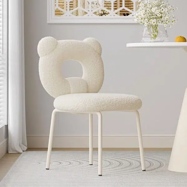 Contemporary Creative Square Iron Wool Vanity Stool Backrest Armless For Bedroom - Image 2