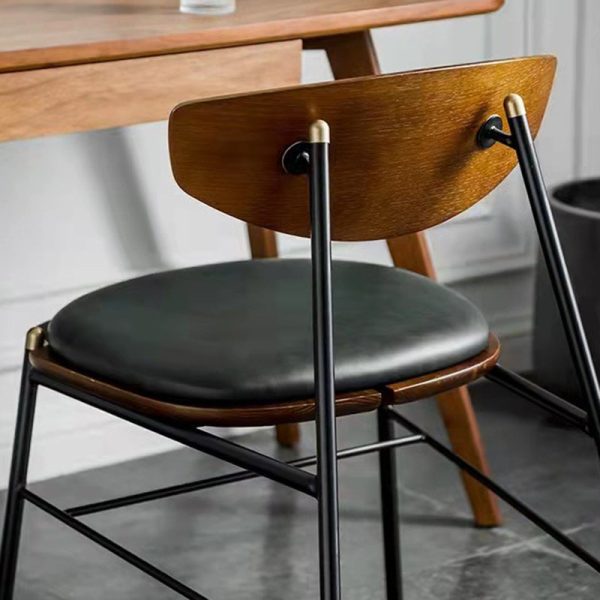 Contemporary Industrial Curved Square PU Leather Iron Dining Chair Backrest Armless For Dining Room - Image 12