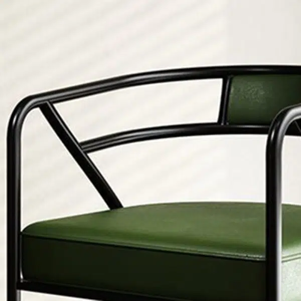 Contemporary Industrial Square Upholstered Suede Fabric Leather Iron Dining Chair Curved Backrest Armrest for Dining Room - Image 16