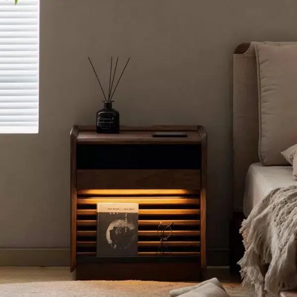 Contemporary Nordic Rectangular Wood Nightstand 2-Drawer For Bedroom - Image 17