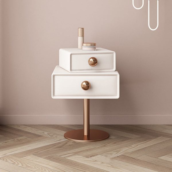 Contemporary Creative Orb Square Rotatable Stackable Wood Steel Nightstand 2-Drawer For Bedroom - Image 14