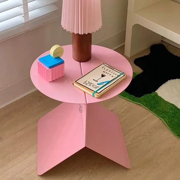 Contemporary Creative Round Square Metal End Table 1-Tier For Living Room - Image 13