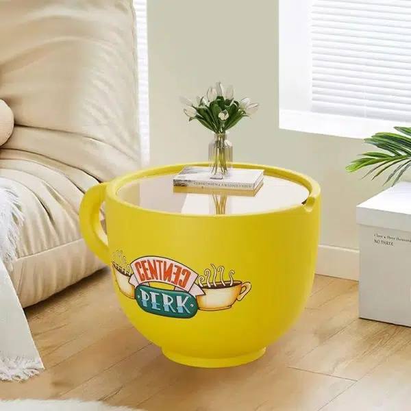 Contemporary Creative Round Coffee Cup Glass Resin End Table 1-Storage For Living Room - Image 8