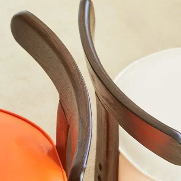 Contemporary Creative Round Wood PVC Footstool Backrest Armless For Living Room - Image 5