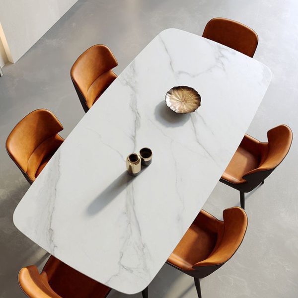 Contemporary Scandinavian Leather Carbon Steel Sponge Square Vein Lines Dining Chair Backrest For Dining Room - Image 18