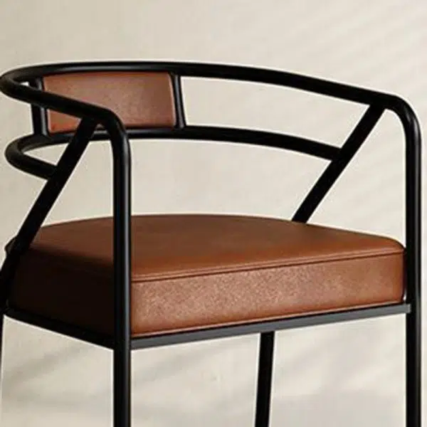 Contemporary Industrial Square Upholstered Suede Fabric Leather Iron Dining Chair Curved Backrest Armrest for Dining Room - Image 6