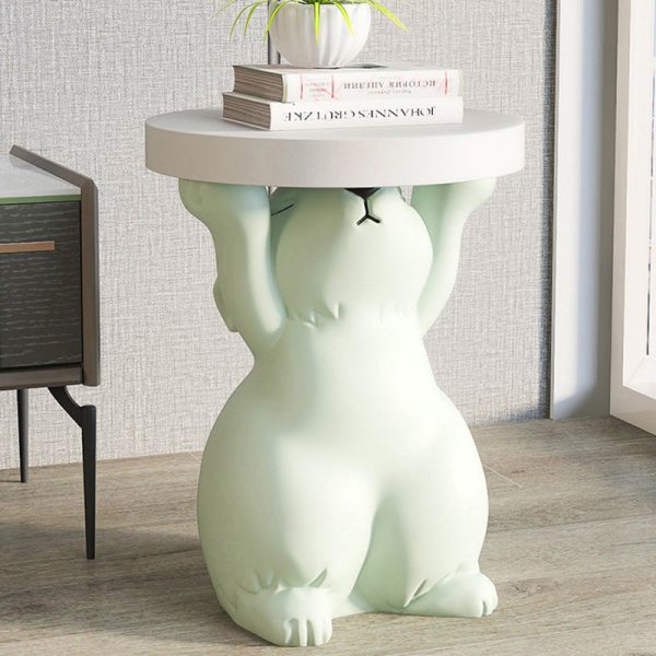 Modern Art Deco Round Rabbit Elephant Bear Fiberglass Resin End Table 1-Tray For Living Room - Image 32