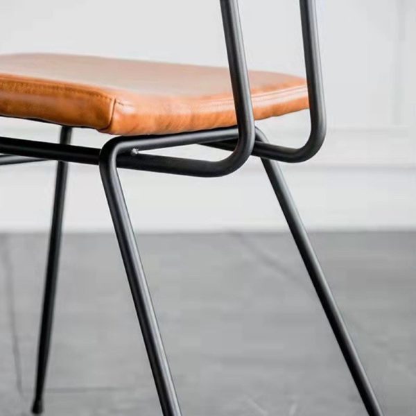Contemporary Industrial Curved Square PU Leather Iron Dining Chair Backrest Armless For Dining Room - Image 6
