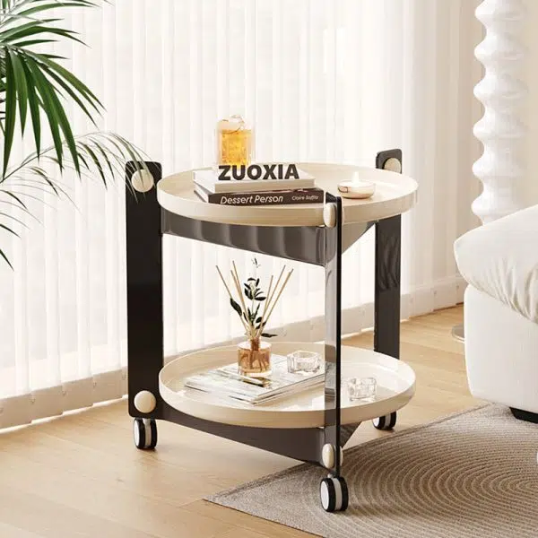 Contemporary Creative Removable Round Acrylic Plastic End Table 2-Tier For Living Room - Image 11