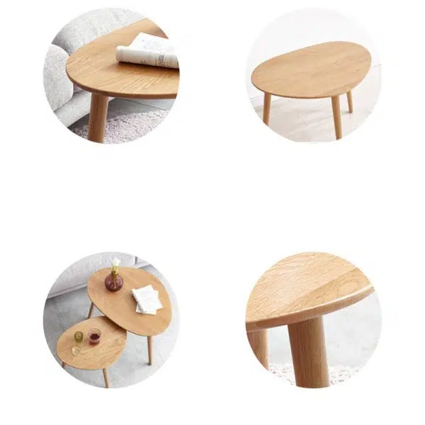 Contemporary Japanese Oval Wood Side Table 1-Tier For Living Room - Image 8