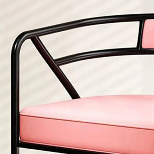 Contemporary Industrial Square Upholstered Suede Fabric Leather Iron Dining Chair Curved Backrest Armrest for Dining Room - Image 7