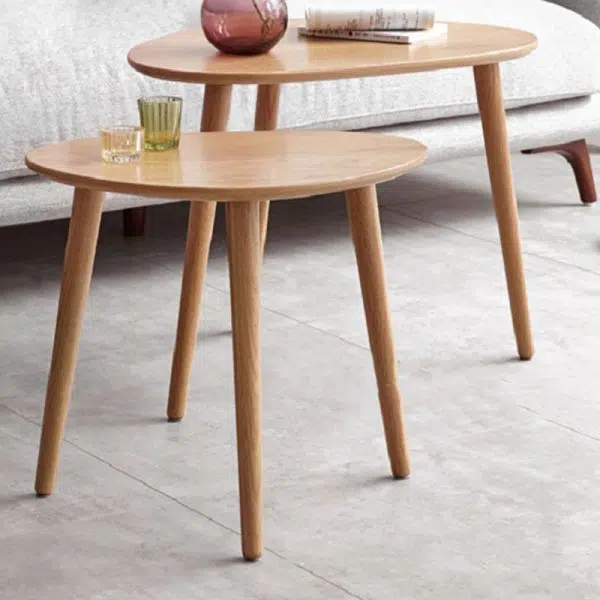 Contemporary Japanese Oval Wood Side Table 1-Tier For Living Room - Image 2