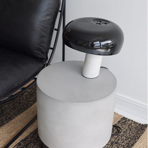 Contemporary Industrial Cylindrical Magnesium Oxide End Table For Living Room - Image 8