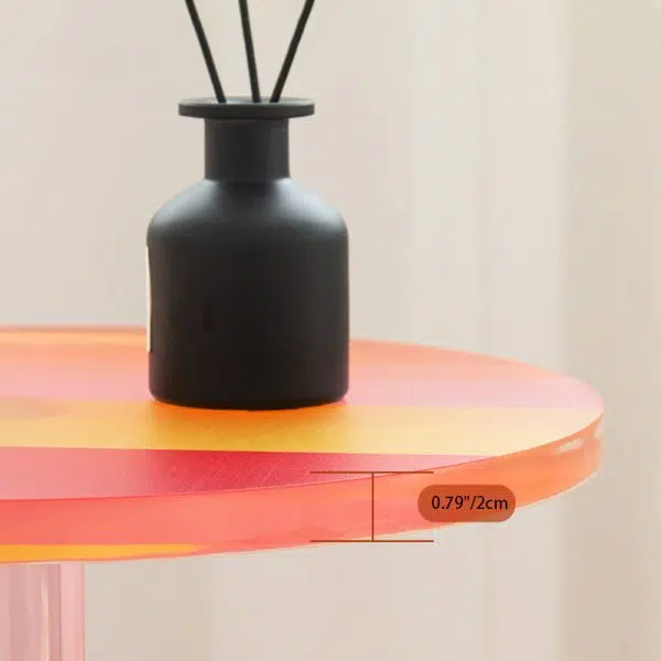 Contemporary Creative Round Column Marble Acrylic End Table 1-Tier For Living Room - Image 6