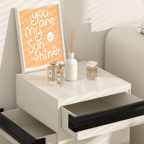 Contemporary Scandinavian Rectangular Cubic Rounded Handle ABS Nightstand 2/3/4 Drawer Movable For Bedroom - Image 9