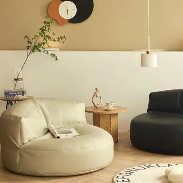 Contemporary Simplicity Round Fabric Accent Chair Backrest Armless For Living Room - Image 3