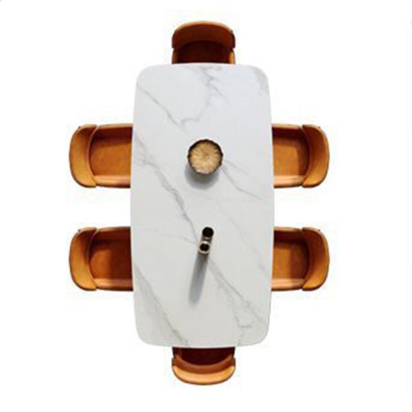 Contemporary Scandinavian Leather Carbon Steel Sponge Square Vein Lines Dining Chair Backrest For Dining Room - Image 19