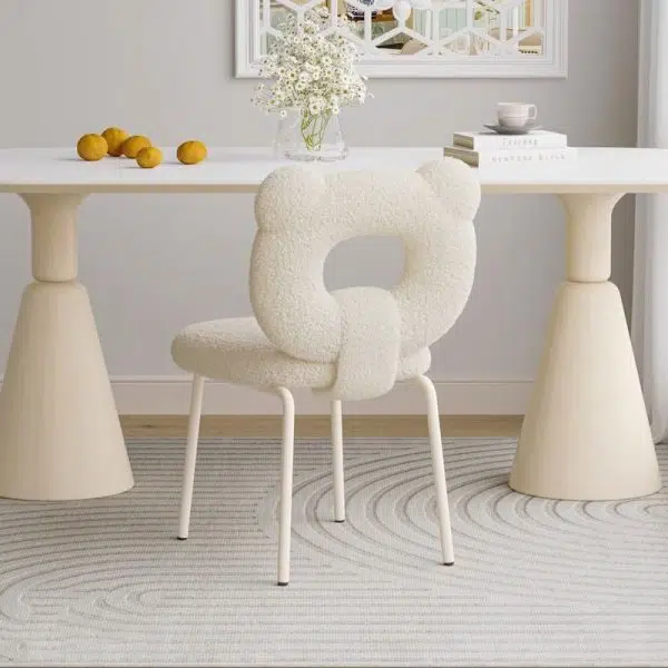 Contemporary Creative Square Iron Wool Vanity Stool Backrest Armless For Bedroom - Image 8