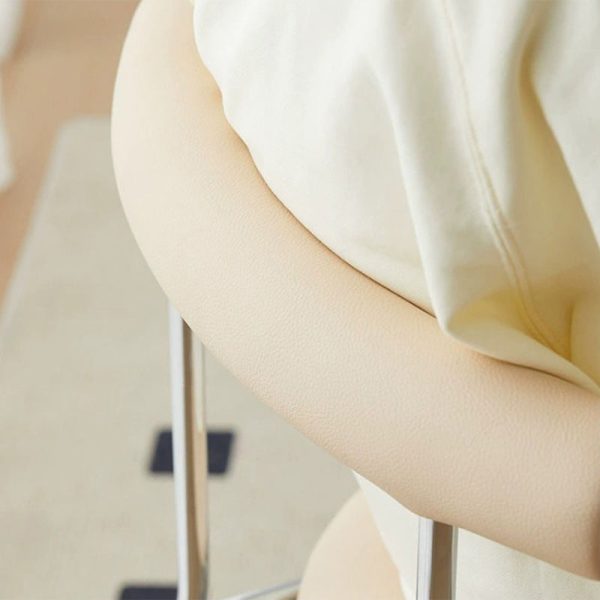 Contemporary Scandinavian Leather Metal Sponge Round Arc Dining Chair Backrest For Dining Room - Image 9