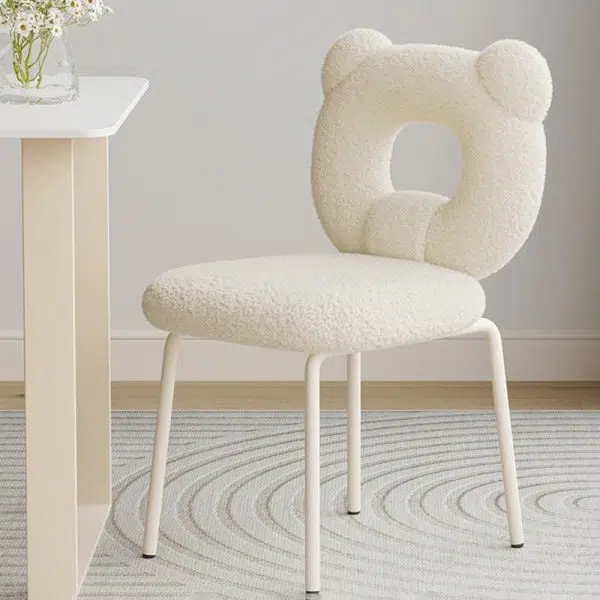 Contemporary Creative Square Iron Wool Vanity Stool Backrest Armless For Bedroom - Image 9