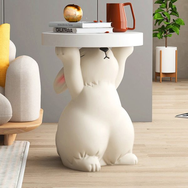 Modern Art Deco Round Rabbit Elephant Bear Fiberglass Resin End Table 1-Tray For Living Room - Image 23
