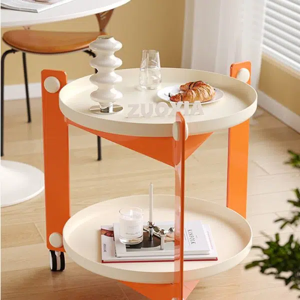 Contemporary Creative Removable Round Acrylic Plastic End Table 2-Tier For Living Room - Image 21