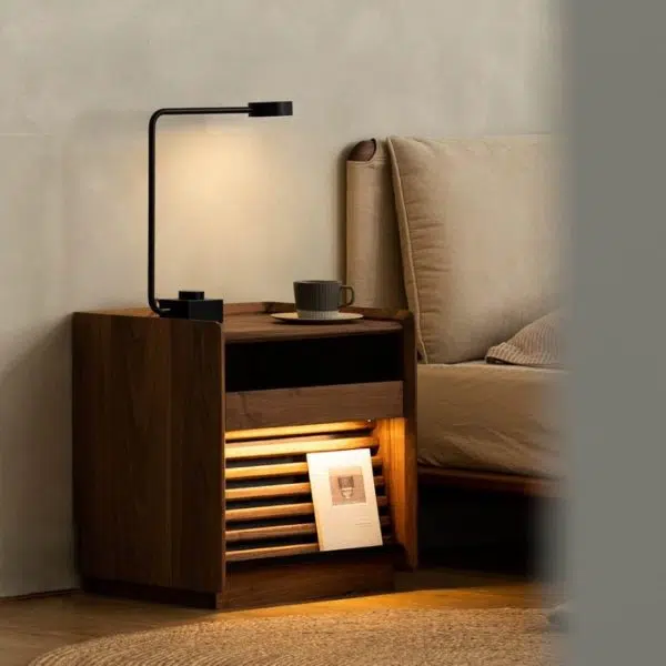 Contemporary Nordic Rectangular Wood Nightstand 2-Drawer For Bedroom - Image 19