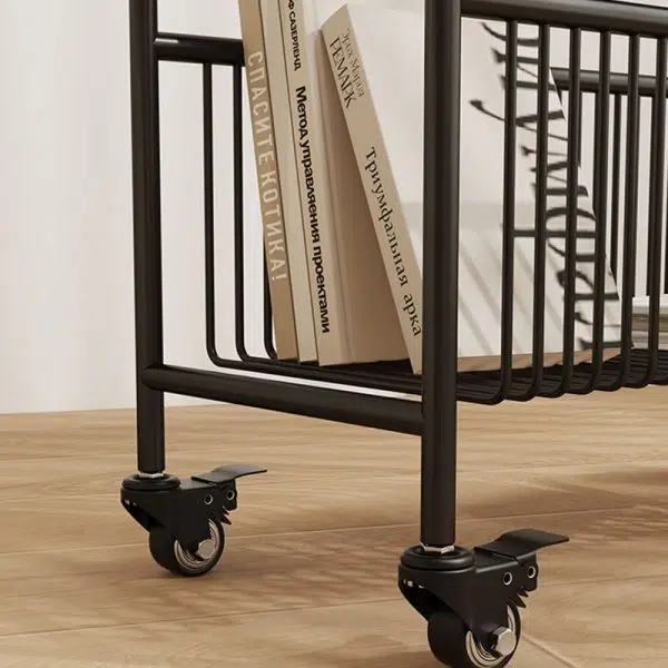 Contemporary Creative Rectangular Iron Glass End Table 2-Tier For Living Room - Image 5