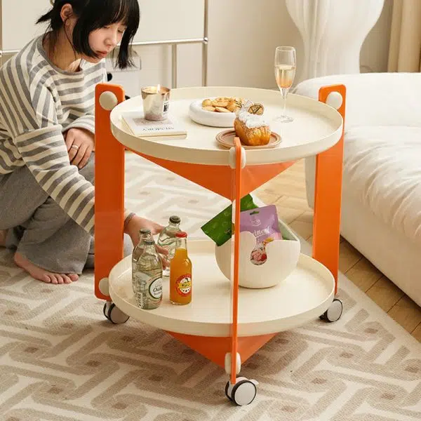 Contemporary Creative Removable Round Acrylic Plastic End Table 2-Tier For Living Room - Image 13