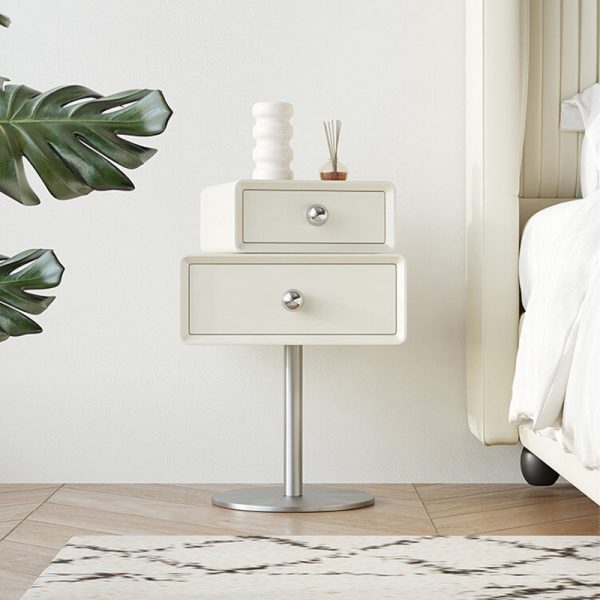 Contemporary Creative Orb Square Rotatable Stackable Wood Steel Nightstand 2-Drawer For Bedroom - Image 13
