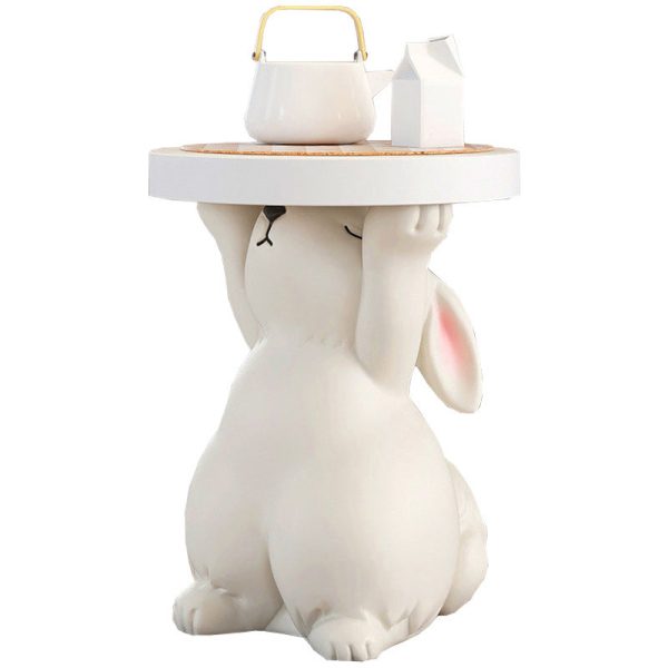 Modern Art Deco Round Rabbit Elephant Bear Fiberglass Resin End Table 1-Tray For Living Room - Image 33